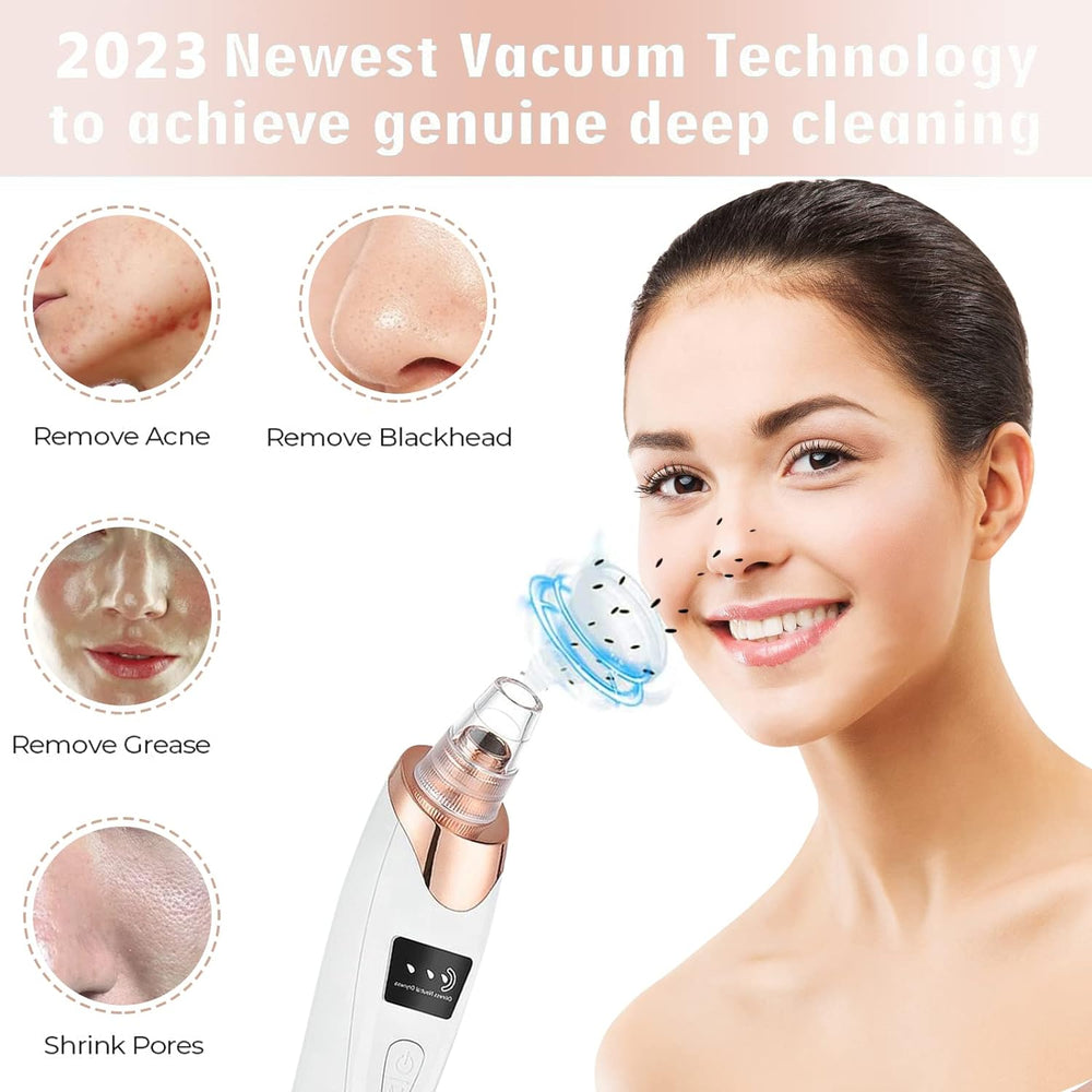 Multifunction (5in1) Blackhead Removal Rechargeable Machine | White Head Vacuum Suction Face Pore Cleaner Nose Sucking Extractor | Blackheads Removal Device Derma Suction Chargeable